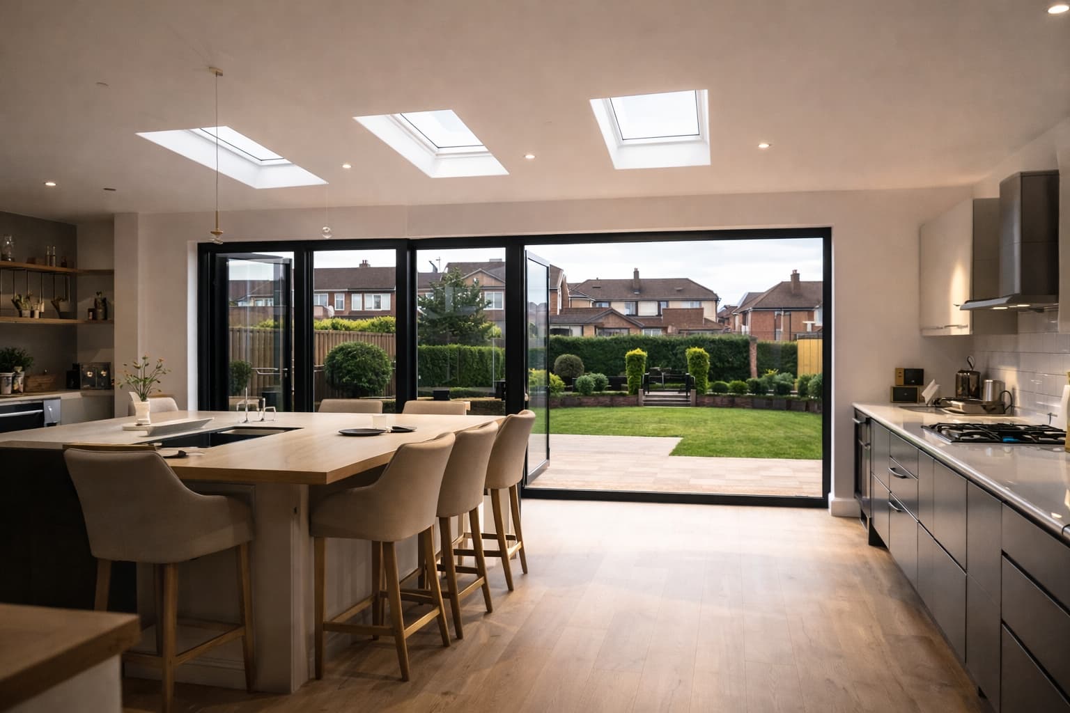 Completed extension and loft style interior visual for Havering homeowners