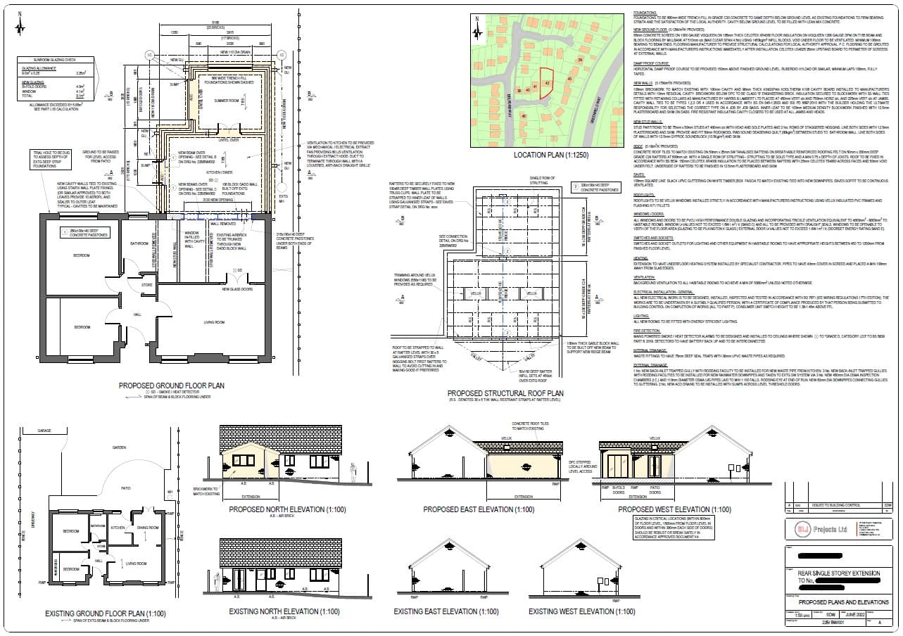 Example of architectural drawings for a Hertfordshire project
