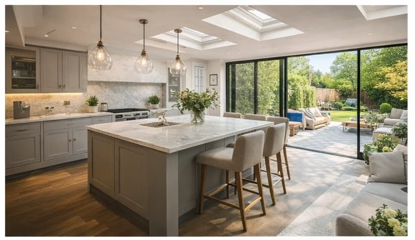 Completed rear extension project in London